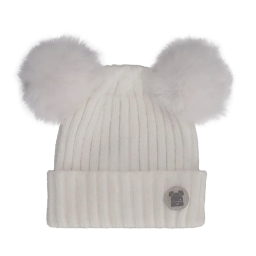 Calikids - Tuque en tricot avec 2 pompoms - Crème